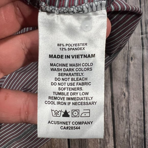 FootJoy Performance Stretch Short Sleeve Golf Polo Shirt Large Red Grey Striped - Picture 5 of 8